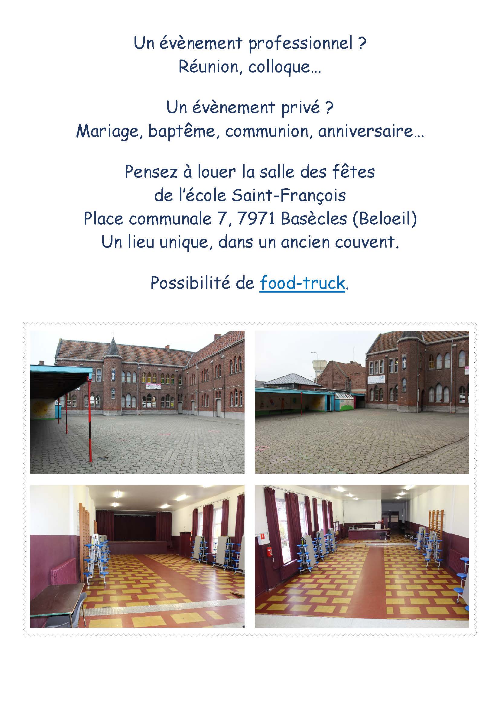 Location de salle - École fondamentale libre Saint-François de Basècles